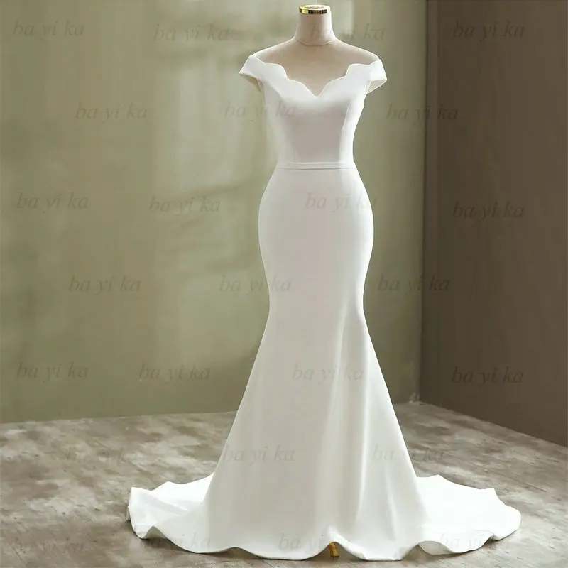 BAYIKA Short Sleeve Satin V Neck Wedding Dress Vintage Backless Princess Mermaid Lace Up Court Train Bride Gown Vestido De Noiva
BAYIKA Short Sleeve Satin V Neck Wedding Dress Vintage Backless Princess Mermaid Lace Up Court Train Bride Gown Vestido De Noiva