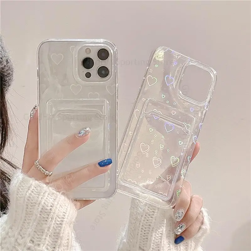 Laser Love Heart Transparent Soft Case For iPhone 13 Pro Max ID Card Slot Wallet Case For Apple 11 12 Pro Max XR X XS Max Fundas
Laser Love Heart Transparent Soft Case For iPhone 13 Pro Max ID Card Slot Wallet Case For Apple 11 12 Pro Max XR X XS Max Fundas
