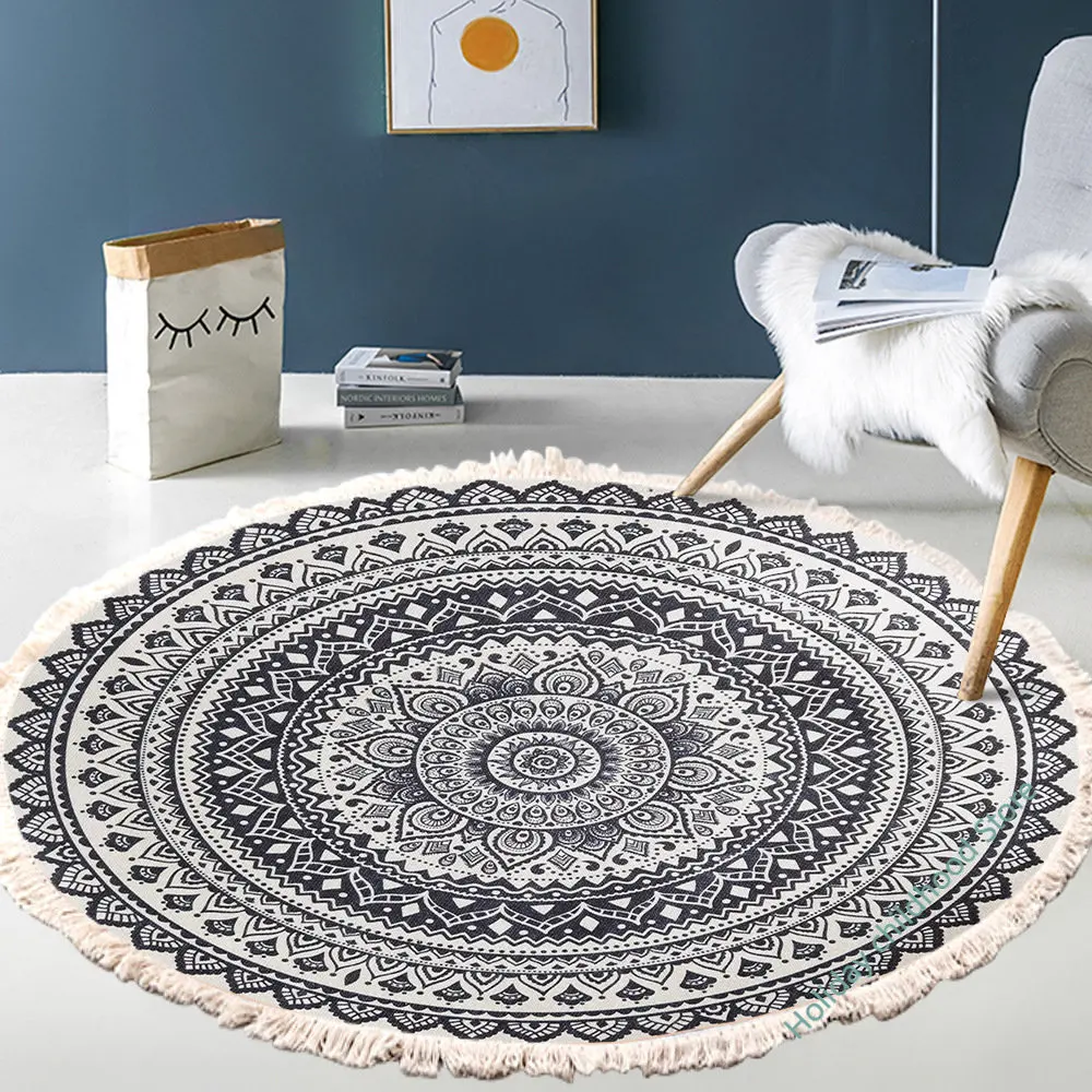 Hand Woven Cotton Linen Carpet Retro Bohemian Round Bedside Geometric Floor Mat Living Room Home Decor Boho Mandala Tassel Rug
Hand Woven Cotton Linen Carpet Retro Bohemian Round Bedside Geometric Floor Mat Living Room Home Decor Boho Mandala Tassel Rug