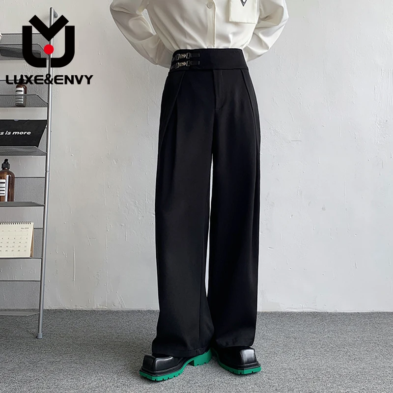 LUXE&ENVY Metal Buckle Design Suit Pants Men's Casual Wide Leg 2023 Korean Fashion Male Trousers Autumn Loose 
LUXE&ENVY Metal Buckle Design Suit Pants Men's Casual Wide Leg 2023 Korean Fashion Male Trousers Autumn Loose