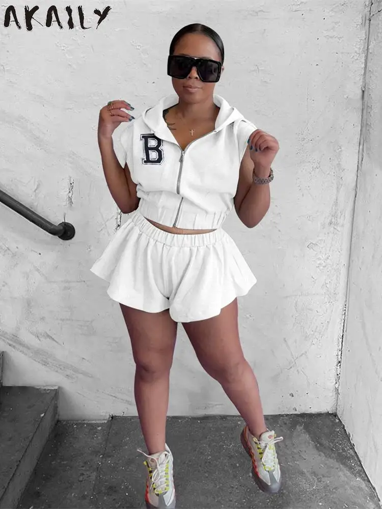 AKAILY Summer Streetwear Two 2 Piece Sets Womens Outfits 2022 White Black Red Green Hooded Casual Crop Top Letter Zipper Sets
AKAILY Summer Streetwear Two 2 Piece Sets Womens Outfits 2022 White Black Red Green Hooded Casual Crop Top Letter Zipper Sets