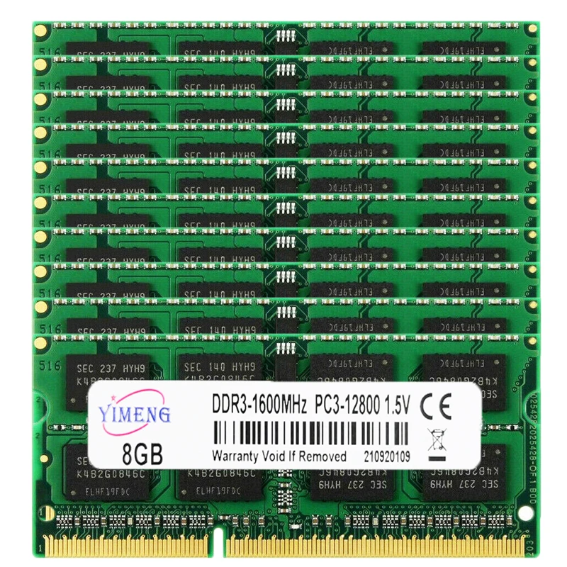 

50PCS memoria ram ddr3 4GB 8GB 16G Laptop PC3 12800 10600 8500 1600MHZ 1066MHZ 1333MHZ 240Pin SODIMM Memory Ddr3L RAM