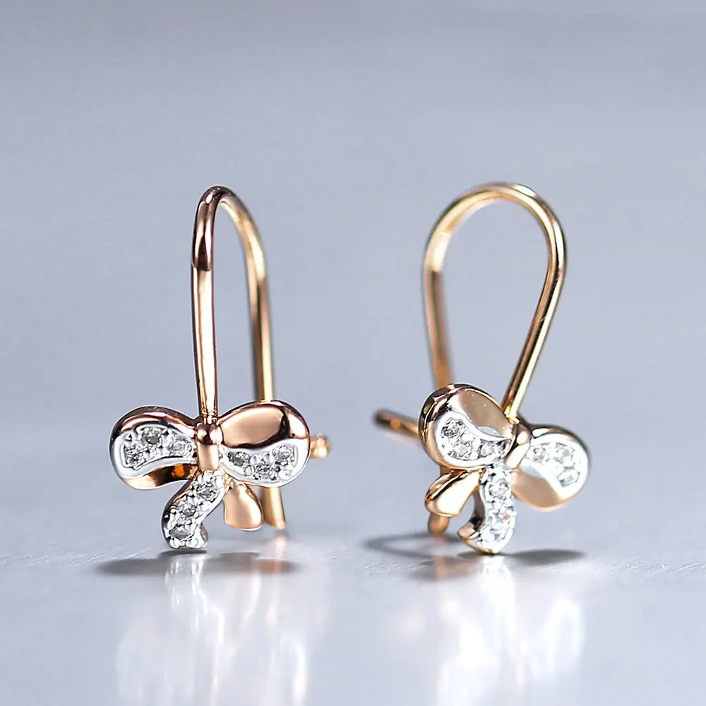 585 Rose Gold Color Stud Earrings For Girls Women Cute Butterly Bow Tie Drop Rhinestone CZ Paved Fashion Jewlery Gift GE34
585 Rose Gold Color Stud Earrings For Girls Women Cute Butterly Bow Tie Drop Rhinestone CZ Paved Fashion Jewlery Gift GE34