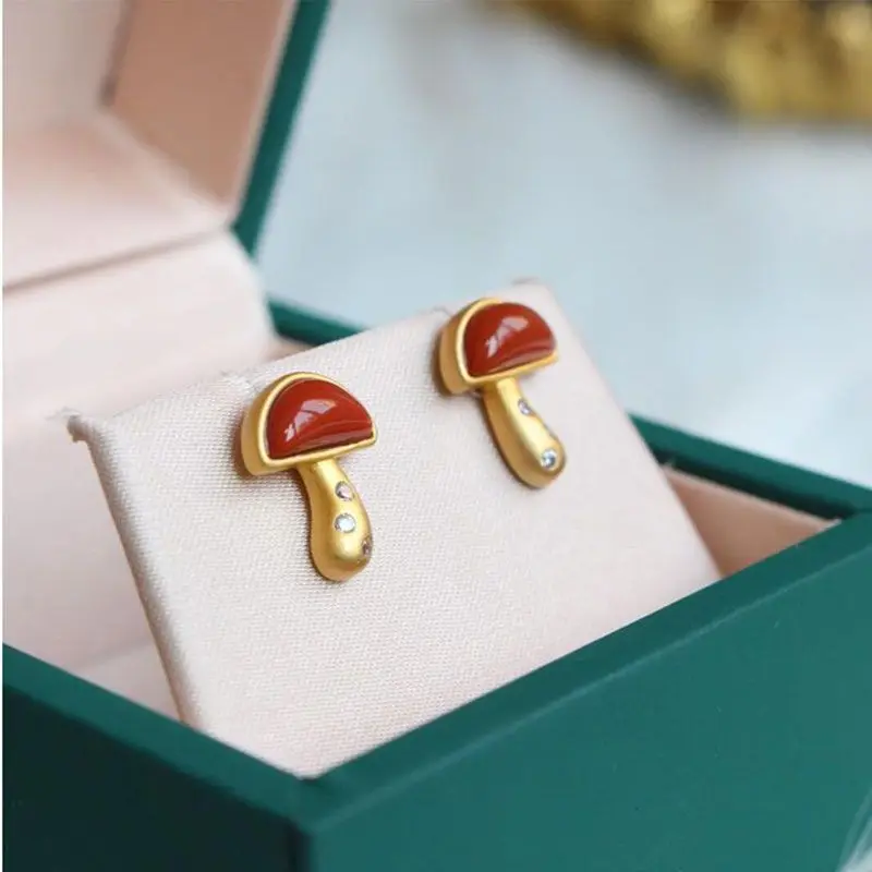 Cute Small Mushroom S925 Sterling Silver Gilding Inlaid Natural Stone Full of Meat Small Mushroom Ear Studs Girlish Heart
Cute Small Mushroom S925 Sterling Silver Gilding Inlaid Natural Stone Full of Meat Small Mushroom Ear Studs Girlish Heart