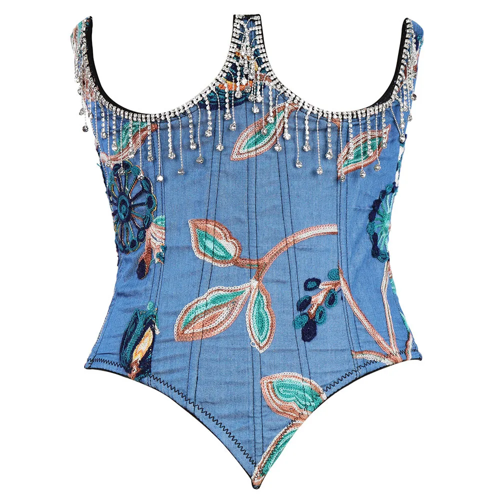 Женский джинсовый кружевной корсет со стразами, сексуальный дышащий топ на бретелях с вышивкой бриллиантами
Женский джинсовый кружевной корсет со стразами, сексуальный дышащий топ на бретелях с вышивкой бриллиантами