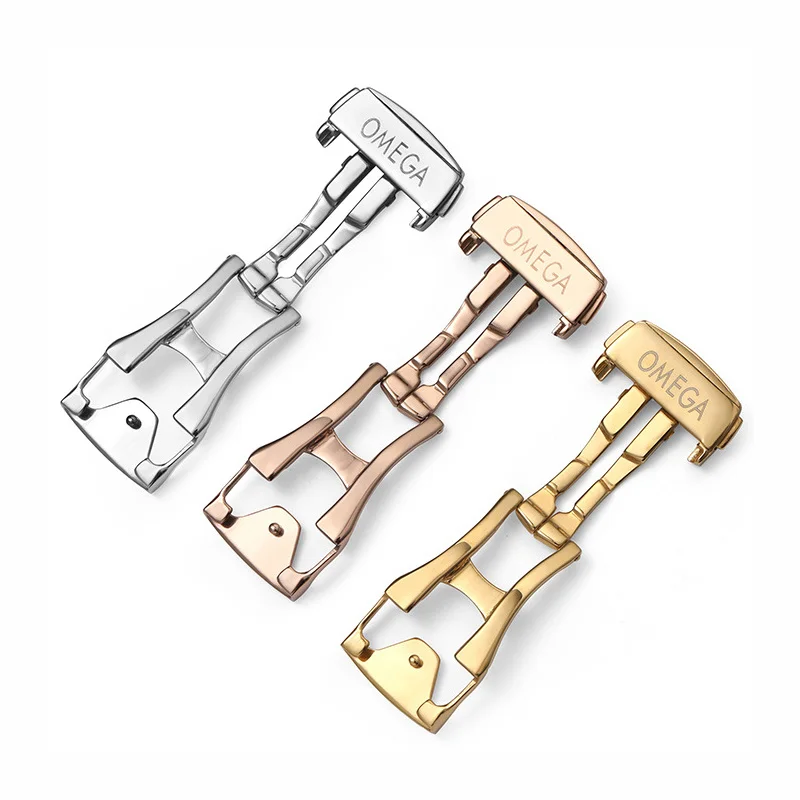 Stainless Steel 16mm 18mm 20mm Strap Suitable For Omega Watch Clasp Accessories Buckle Silver Rose Gold Folding |