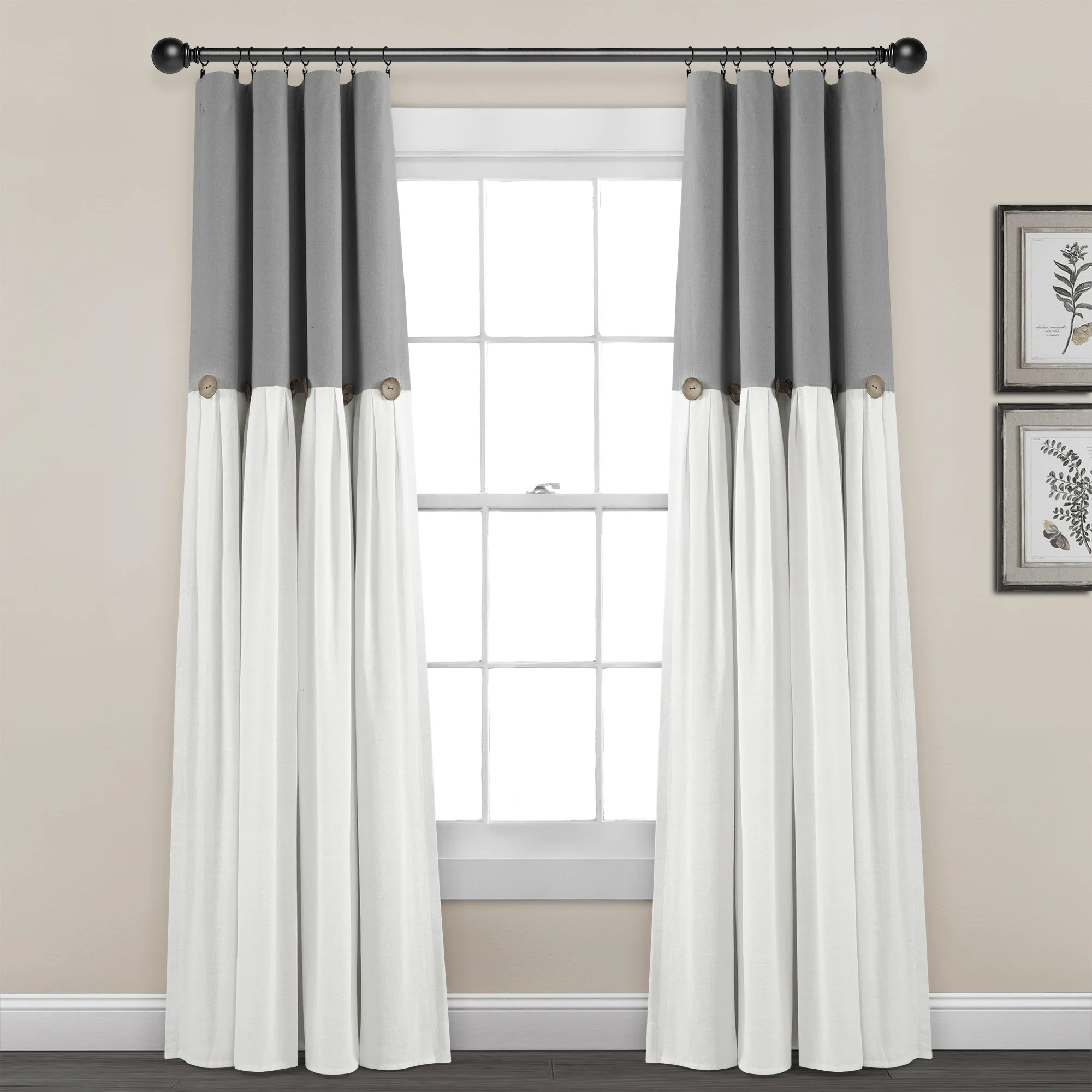 Linen Button 100% Lined Blackout Window Curtain Panel Dark Gray/White Single 40X84
Linen Button 100% Lined Blackout Window Curtain Panel Dark Gray/White Single 40X84