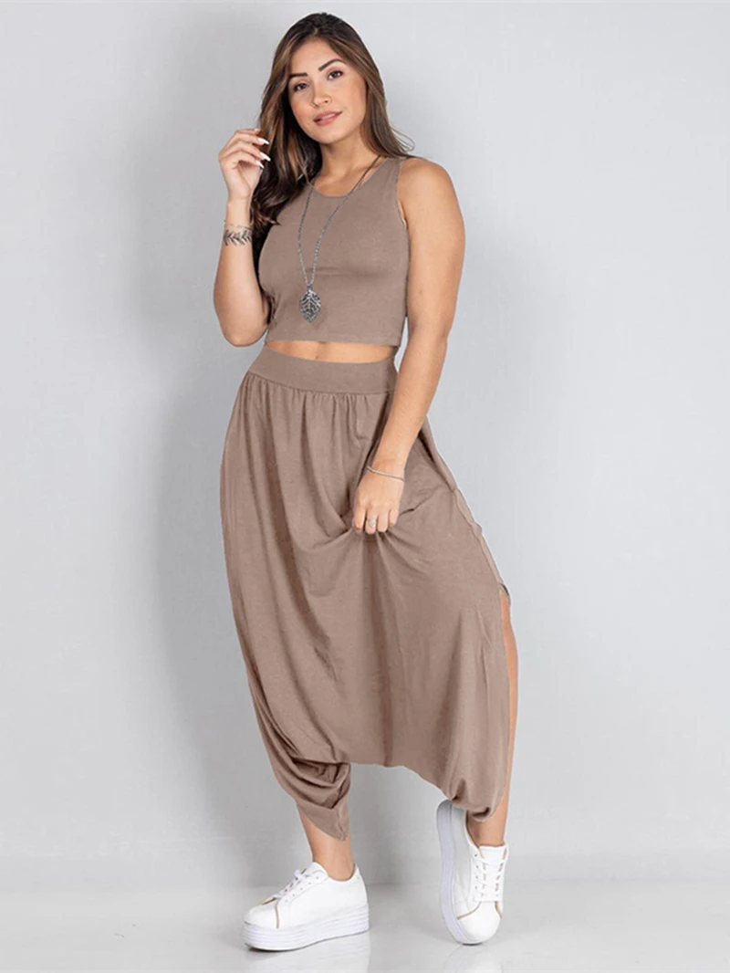 2 Piece Set Women Casual Tracksuit Summer Fashion Clothes Sleeveless Crop Top Vest and Loose Harem Pants Suit Streetwear Outfits
2 Piece Set Women Casual Tracksuit Summer Fashion Clothes Sleeveless Crop Top Vest and Loose Harem Pants Suit Streetwear Outfits