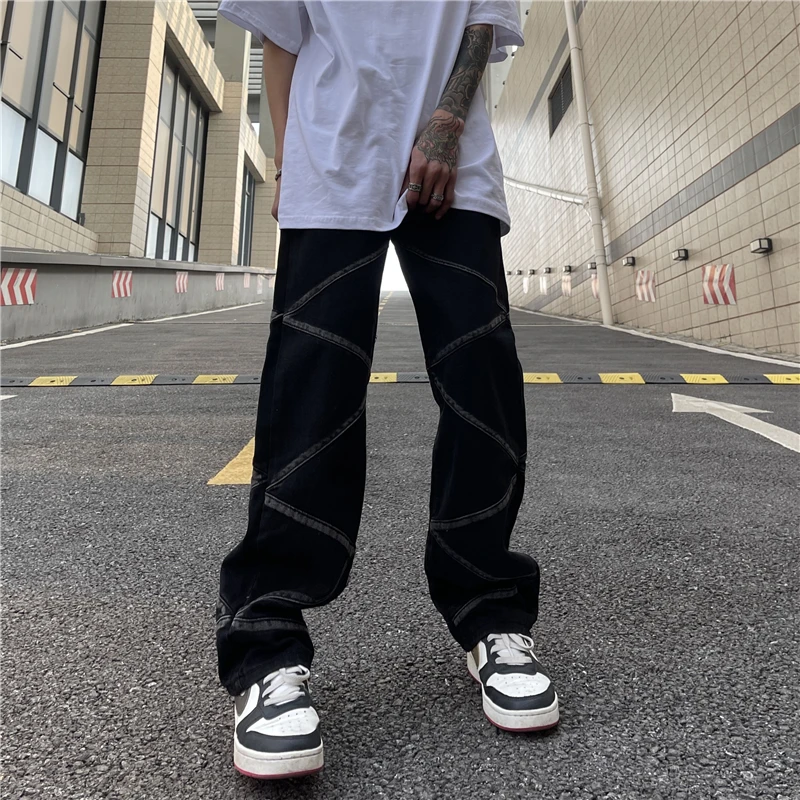 Ripped Retro Curve Striped Black Jeans Pants for Men and Women High Street Washed Pockets Casual Denim Trousers Oversized
Ripped Retro Curve Striped Black Jeans Pants for Men and Women High Street Washed Pockets Casual Denim Trousers Oversized