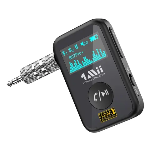 1Mii B07Pro + Bluetooth-приемник для автомобиля aptX LL 3,5 мм AUX аудио беспроводной адаптер для автомобиля ПК громкой связи микрофон с OLED-дисплеем