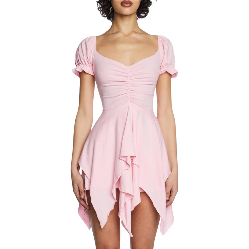 Dress for Women y2k Clothing Summer Short Sleeve V Neck Pleated High Waist Irregular Hem Dresses Pink Dress Club Party Clothes
Dress for Women y2k Clothing Summer Short Sleeve V Neck Pleated High Waist Irregular Hem Dresses Pink Dress Club Party Clothes
