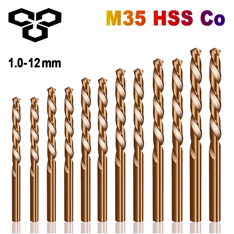 1.0-12mm Twist Drills Bit M35 Cobalt Coated Drill Bit Set HSS 5pcs/set Hole Milling Cutter Power Tools Kit Set Wood Metal Drills
1.0-12mm Twist Drills Bit M35 Cobalt Coated Drill Bit Set HSS 5pcs/set Hole Milling Cutter Power Tools Kit Set Wood Metal Drills