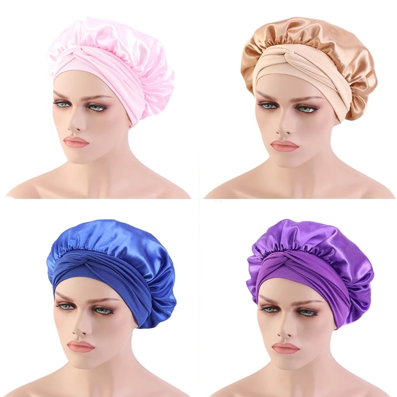 Women Silky Wide Elastic Band Night Sleep Solid Color Satin Bonnet Turban Hat Head Scarf Hair Cover with Long Drop shipping
Women Silky Wide Elastic Band Night Sleep Solid Color Satin Bonnet Turban Hat Head Scarf Hair Cover with Long Drop shipping