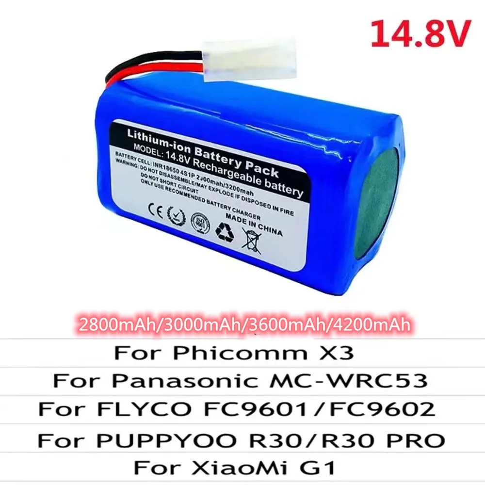 18650 Battery Pack 14.8V 3200/4200mAh Li-ion Battery For Xiaomi G1 RO30 WRC53 MI Robot Vacuum-Mop Essential Robot Vacuum Cleaner
18650 Battery Pack 14.8V 3200/4200mAh Li-ion Battery For Xiaomi G1 RO30 WRC53 MI Robot Vacuum-Mop Essential Robot Vacuum Cleaner