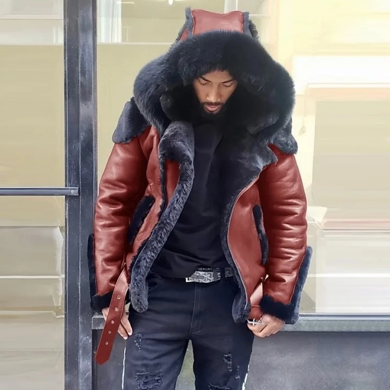 2021 Winter Men's Jacket Coat Punk Style Autumn Warm Leather Suede Faux Fur Faux PU Down Fur Jackets Mens Clothing Black Brown
2021 Winter Men's Jacket Coat Punk Style Autumn Warm Leather Suede Faux Fur Faux PU Down Fur Jackets Mens Clothing Black Brown