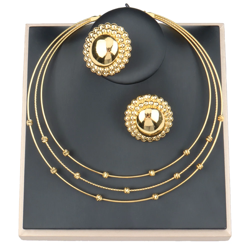 Jewelry Set for Women Lady Earring Fashion Necklace Brazilian Gold Plated Jewelry for Wedding Clothing Accessories Party Gift 
Jewelry Set for Women Lady Earring Fashion Necklace Brazilian Gold Plated Jewelry for Wedding Clothing Accessories Party Gift