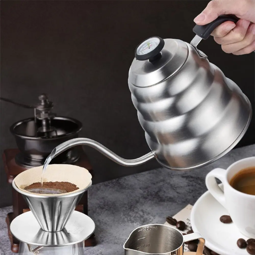 Steel Stovetop Moka Pot Tea Maker with Thermometer Gooseneck Kettle 1.0/1.2L Coffee Kettle Pour Over Coffee Pot 
Steel Stovetop Moka Pot Tea Maker with Thermometer Gooseneck Kettle 1.0/1.2L Coffee Kettle Pour Over Coffee Pot