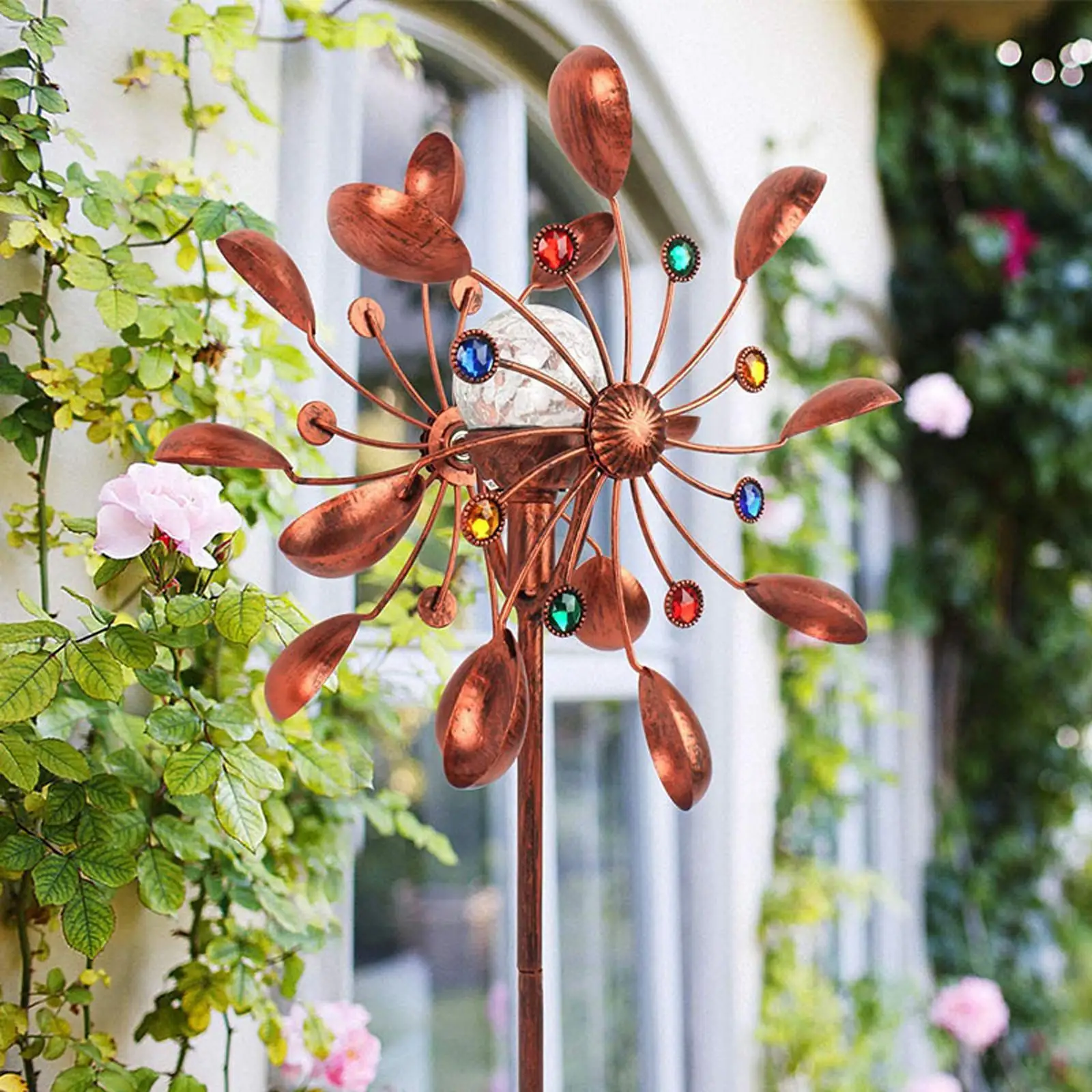 Iron Courtyard Windmill Solar Powered Glass Chime Wrought Iron Windmill Light Metal Art Craft Garden Wind Collectors Catchers
Iron Courtyard Windmill Solar Powered Glass Chime Wrought Iron Windmill Light Metal Art Craft Garden Wind Collectors Catchers