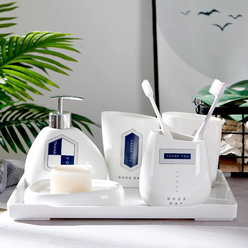 American Ceramic Bathroom Seven-piece Kit Toiletry Set Hotel Mouth Cup Bathroom Melamine Tray Geometric Pattern Bathroom Set
American Ceramic Bathroom Seven-piece Kit Toiletry Set Hotel Mouth Cup Bathroom Melamine Tray Geometric Pattern Bathroom Set