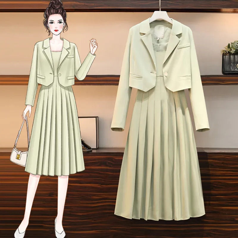 2022 New Spring Women Summer 2 Piece Sets Lady Fashion Elegant Slim Crop Blazer Coat Pleated A-line Dress 2-piece Suit Sets
2022 New Spring Women Summer 2 Piece Sets Lady Fashion Elegant Slim Crop Blazer Coat Pleated A-line Dress 2-piece Suit Sets