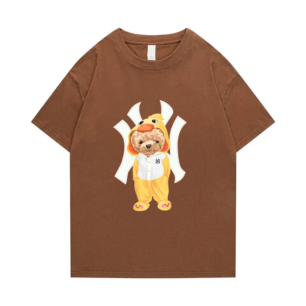 

Summer Brand Bear Graphics Print T Shirts Boys/Girls High-Quality T-shirt 100%Cotton Tops Tee Shirt Y2K Street Man Clothing