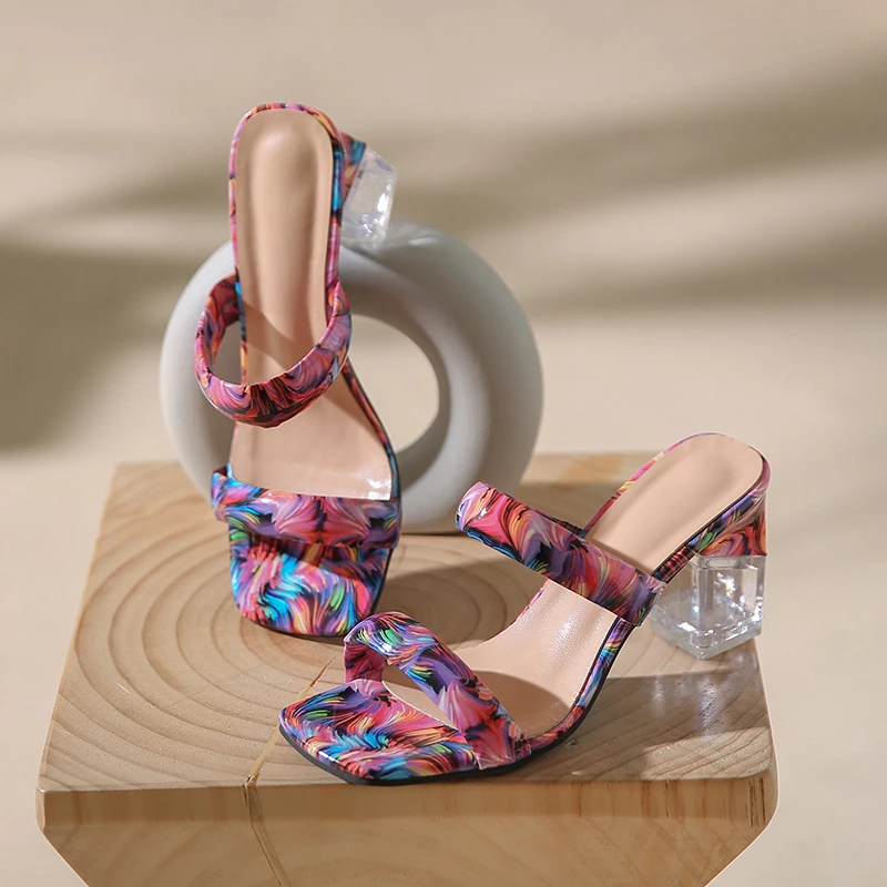 Crystal Transparent High Heels Women's Slippers Square Toe Women's Sandals Sexy Summer Slippers Fashion Printing Women's Shoes
Crystal Transparent High Heels Women's Slippers Square Toe Women's Sandals Sexy Summer Slippers Fashion Printing Women's Shoes