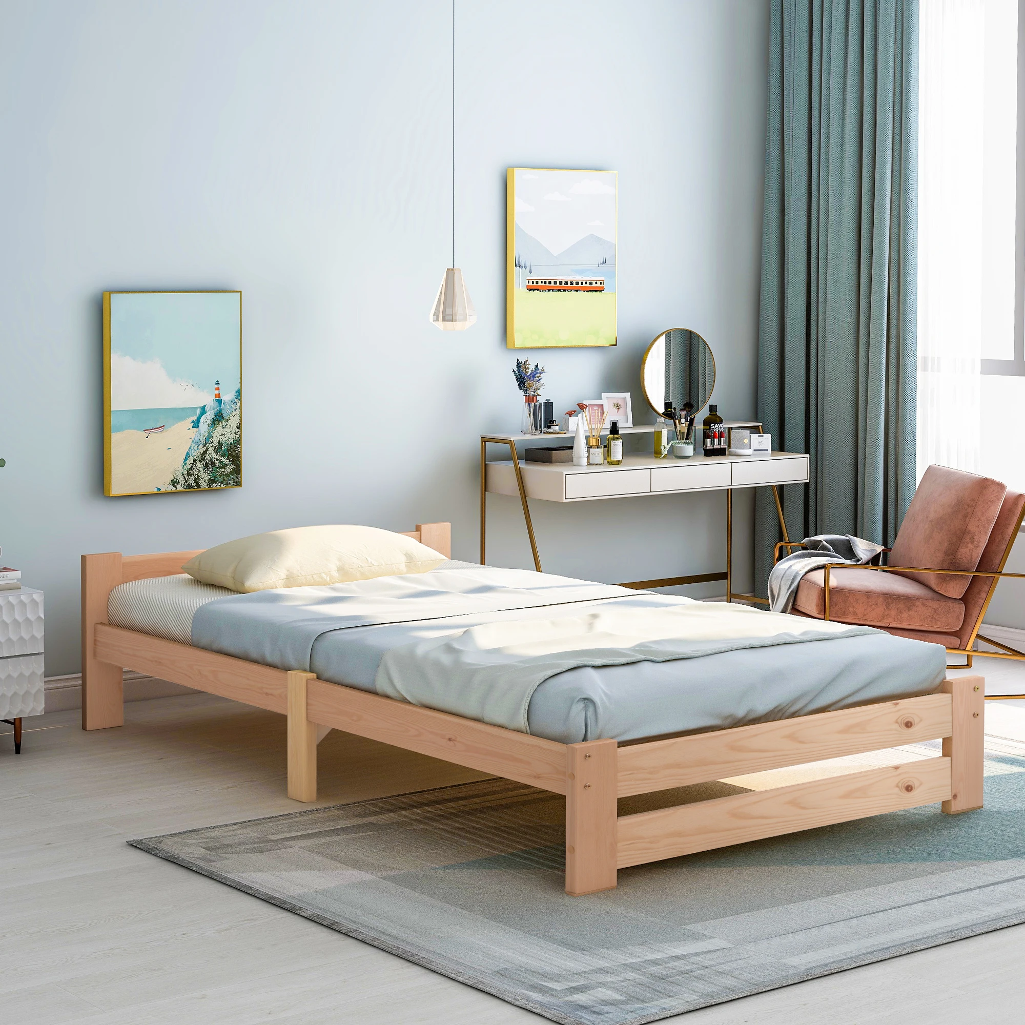 Solid Wood Bed Futon Bed Natural Bed with Headboard Slatted Frame for Adults, Children, Teenagers Dormitory Bedroom Furniture
Solid Wood Bed Futon Bed Natural Bed with Headboard Slatted Frame for Adults, Children, Teenagers Dormitory Bedroom Furniture
