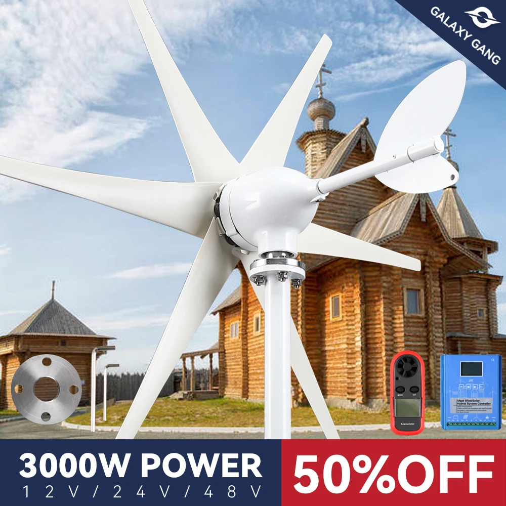 Dynamo Windmill Turbine Generator Power 3000w 12v 24v 48v With Mppt Charge Controller Free Energy Off Grid System For Home Use
Dynamo Windmill Turbine Generator Power 3000w 12v 24v 48v With Mppt Charge Controller Free Energy Off Grid System For Home Use