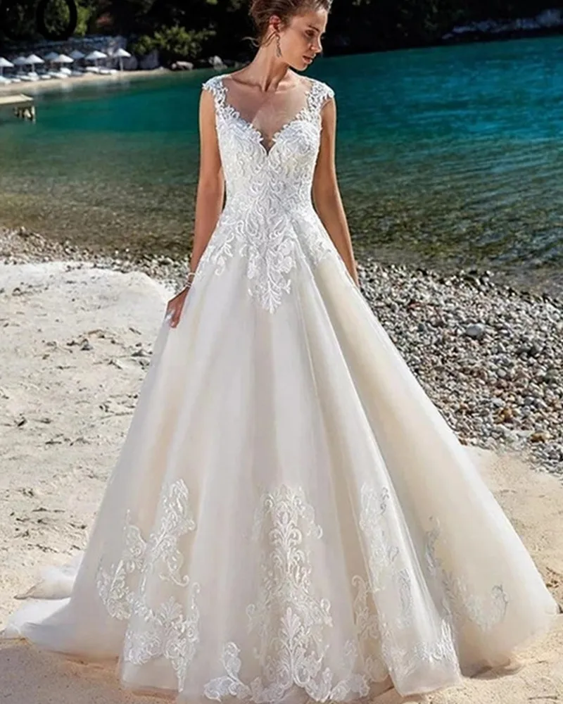 WEIJIA A-Line Lace Wedding Dress For Bride 2022 O-Neck Modern Button Bridal Gown Appliques Tulle Train Short Sleeve
WEIJIA A-Line Lace Wedding Dress For Bride 2022 O-Neck Modern Button Bridal Gown Appliques Tulle Train Short Sleeve