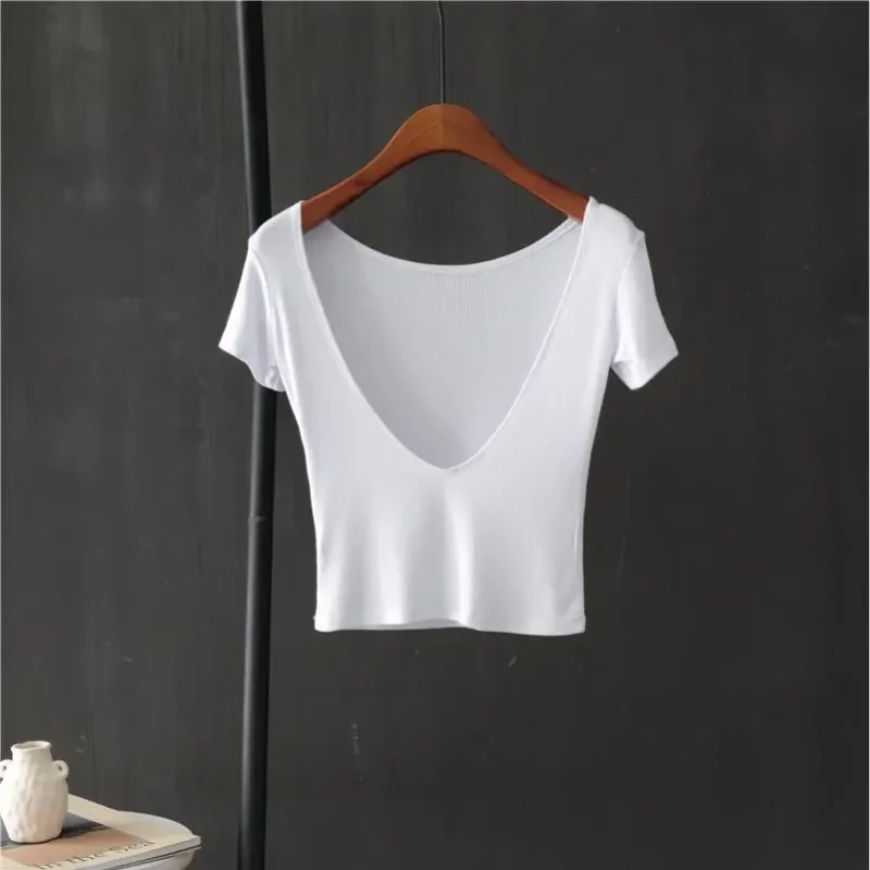 Backless Short Sleeve Solid Color Y2K Crop Top Women Casual O Neck 2022 Summer T Shirts Sexy Vintage Cut Out
Backless Short Sleeve Solid Color Y2K Crop Top Women Casual O Neck 2022 Summer T Shirts Sexy Vintage Cut Out