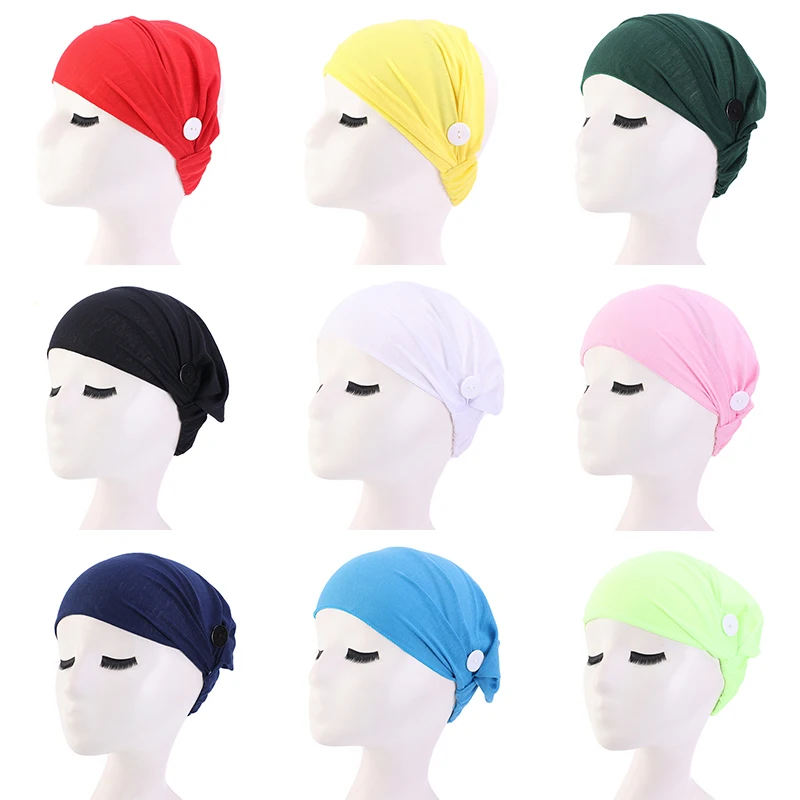 1PC Nightcap For Women Casual High Elastic Solid Color Turban Hat Headscarf Muslim With Button Sweat Absorbing Band Nurse Cap
1PC Nightcap For Women Casual High Elastic Solid Color Turban Hat Headscarf Muslim With Button Sweat Absorbing Band Nurse Cap