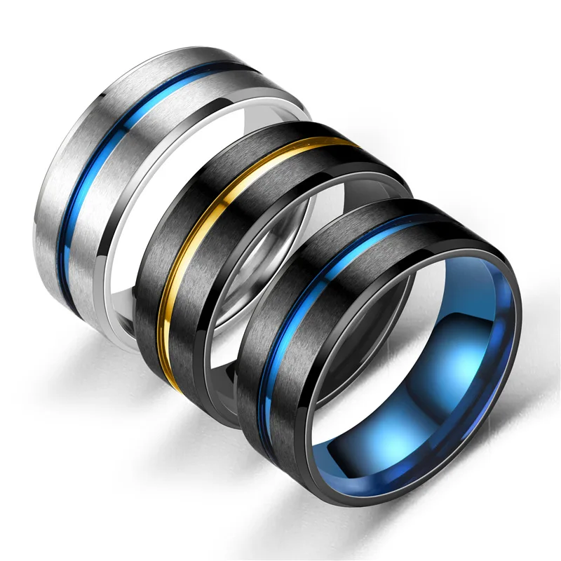 20pcs/lot 8MM Fashion Men's Blue Groove Beveled Edge Black Silver Stainless Steel Carbon Fibre Ring Wedding Band 
20pcs/lot 8MM Fashion Men's Blue Groove Beveled Edge Black Silver Stainless Steel Carbon Fibre Ring Wedding Band