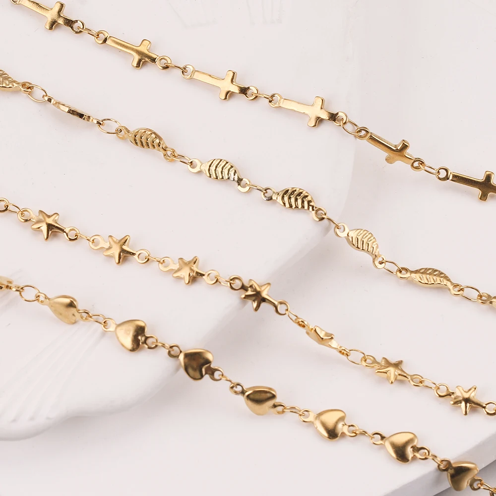 1Meter Gold Cross heart Stainless Steel Link Chains Dolphin Necklaces for Anklets DIY Bracelet Jewelry Makings Supplies Bulk 
1Meter Gold Cross heart Stainless Steel Link Chains Dolphin Necklaces for Anklets DIY Bracelet Jewelry Makings Supplies Bulk