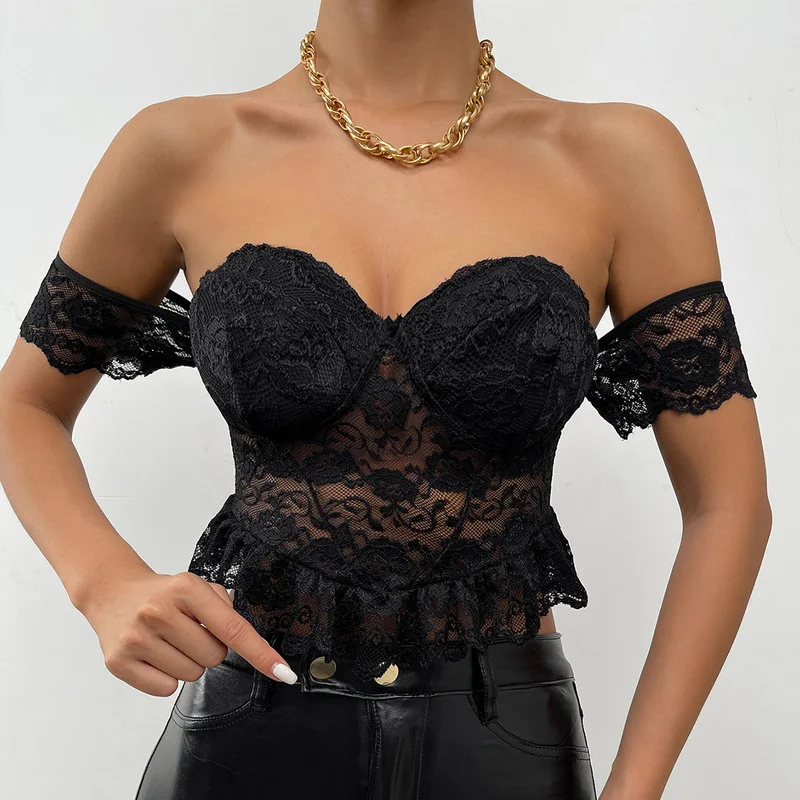E-girl Streetwear Sexy Hollow Out Knitted Crop Tops with Sleeve 90s Aesthetics Open Shoulder Black T-shirts Transparent 2021
E-girl Streetwear Sexy Hollow Out Knitted Crop Tops with Sleeve 90s Aesthetics Open Shoulder Black T-shirts Transparent 2021