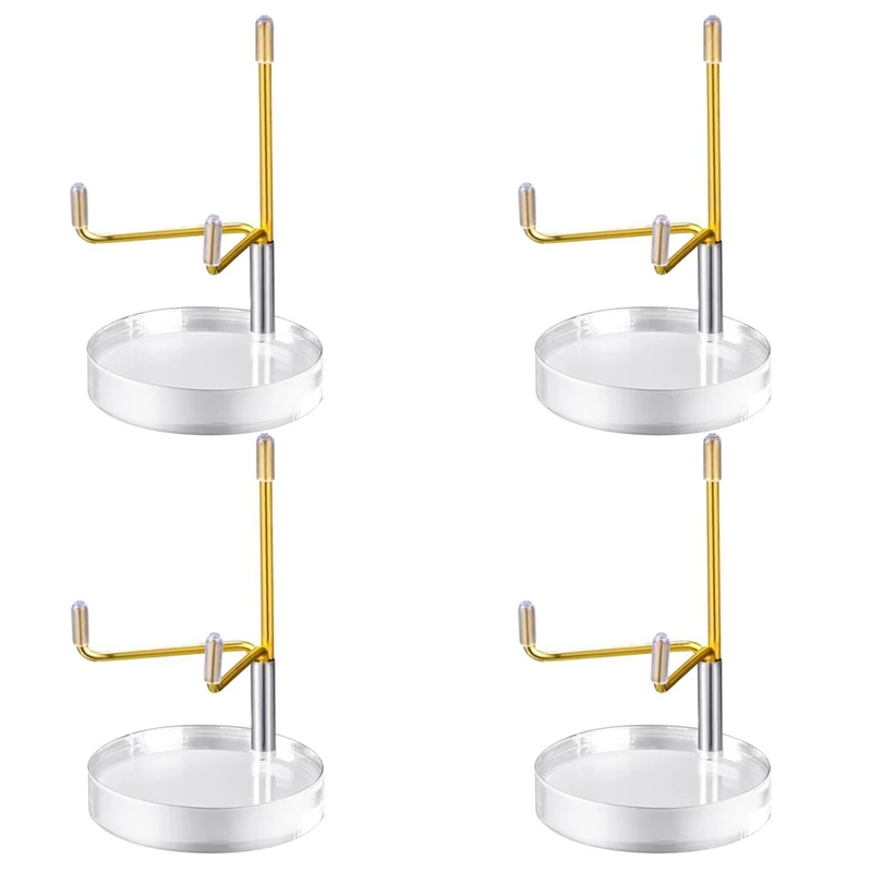 

4 Pcs Clear Acrylic Display Stand Holder With Adjustable Metal Arms Display Stand Easel For Crystal Gemstones Rock Durable