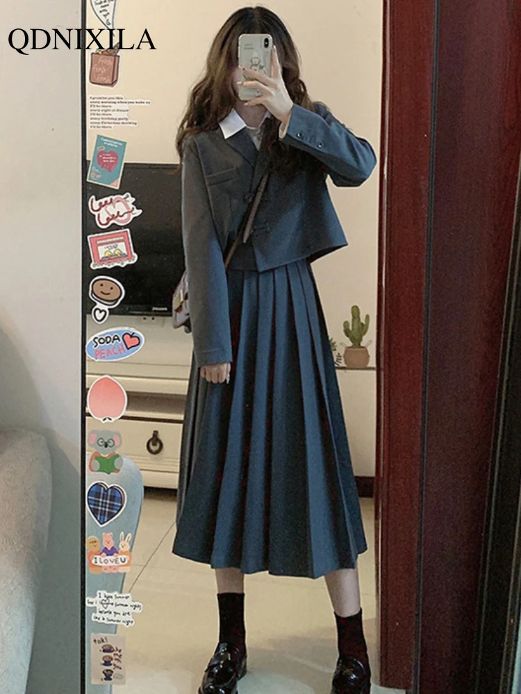 Autumn Winter Women's Preppy Style Suit Dresses Sets Korean Luxury Elegant Long Skirts for Women 2 Piece Set New Matching Sets
Autumn Winter Women's Preppy Style Suit Dresses Sets Korean Luxury Elegant Long Skirts for Women 2 Piece Set New Matching Sets