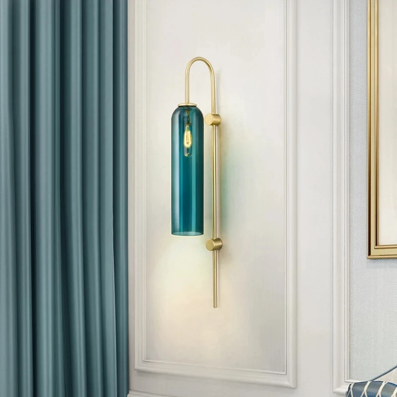 Northern Europe Blue white glass bedroom tube Wall lamp Hotel lobby prototype room Living room study metal Led wall Sconce light
Northern Europe Blue white glass bedroom tube Wall lamp Hotel lobby prototype room Living room study metal Led wall Sconce light
