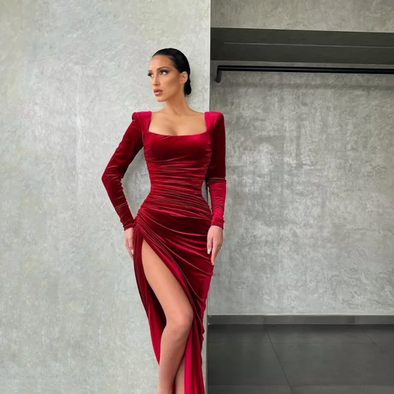 Party Dresses Women Evening Elegant Long Sleeve Square Collar Split Long Maxi Dresses For Women Casual Slim Bodycon Dress 2022
Party Dresses Women Evening Elegant Long Sleeve Square Collar Split Long Maxi Dresses For Women Casual Slim Bodycon Dress 2022