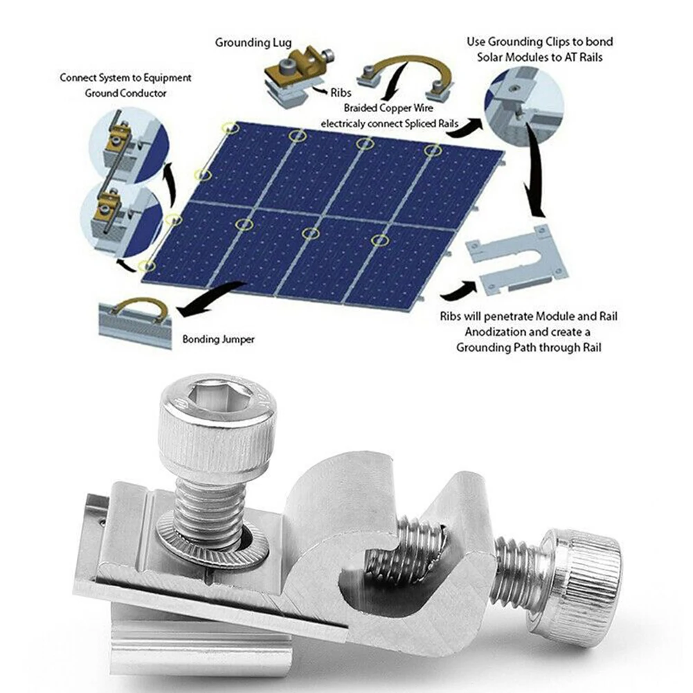 Roof Solar Panel Mounting Nickel-plated Aluminum Bracket PV Modules Supporting Holder Hotovoltaic Protection Grounding Buckle
Roof Solar Panel Mounting Nickel-plated Aluminum Bracket PV Modules Supporting Holder Hotovoltaic Protection Grounding Buckle