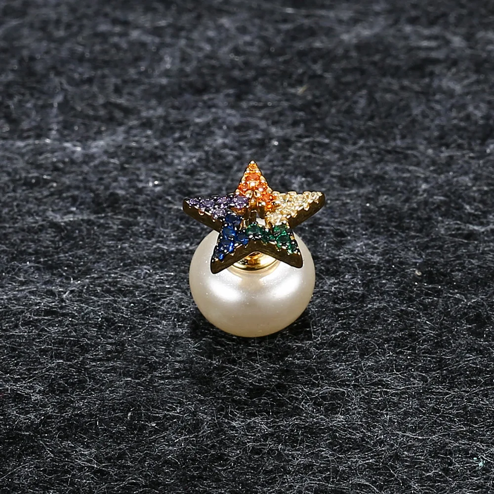 APM STYLE High Quality 925 Sterling Silver Single Star Pearl Small Earrings Temperament Inlaid With Color Diamond Earrings
APM STYLE High Quality 925 Sterling Silver Single Star Pearl Small Earrings Temperament Inlaid With Color Diamond Earrings