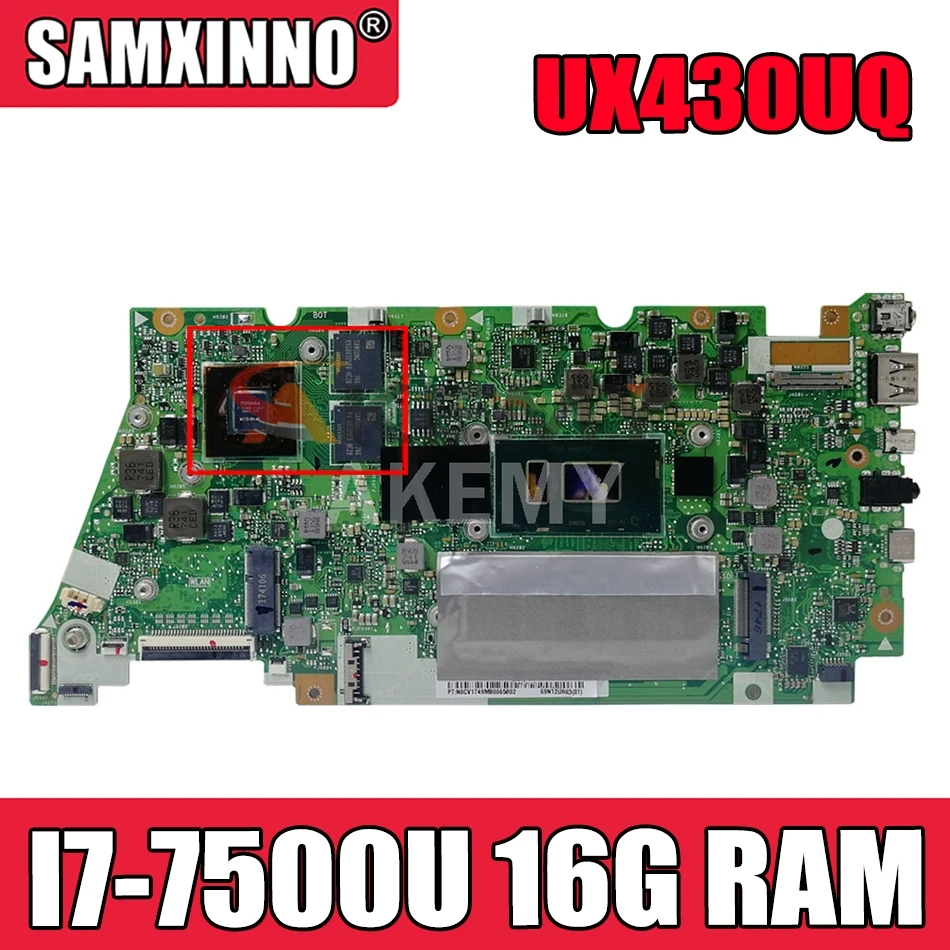 Материнская плата AKemy UX430UQ для ASUS UX430UV UX430UN UX430UQ UX430UQK Laotop, материнская плата I7-7500U 16G RAM
Материнская плата AKemy UX430UQ для ASUS UX430UV UX430UN UX430UQ UX430UQK Laotop, материнская плата I7-7500U 16G RAM