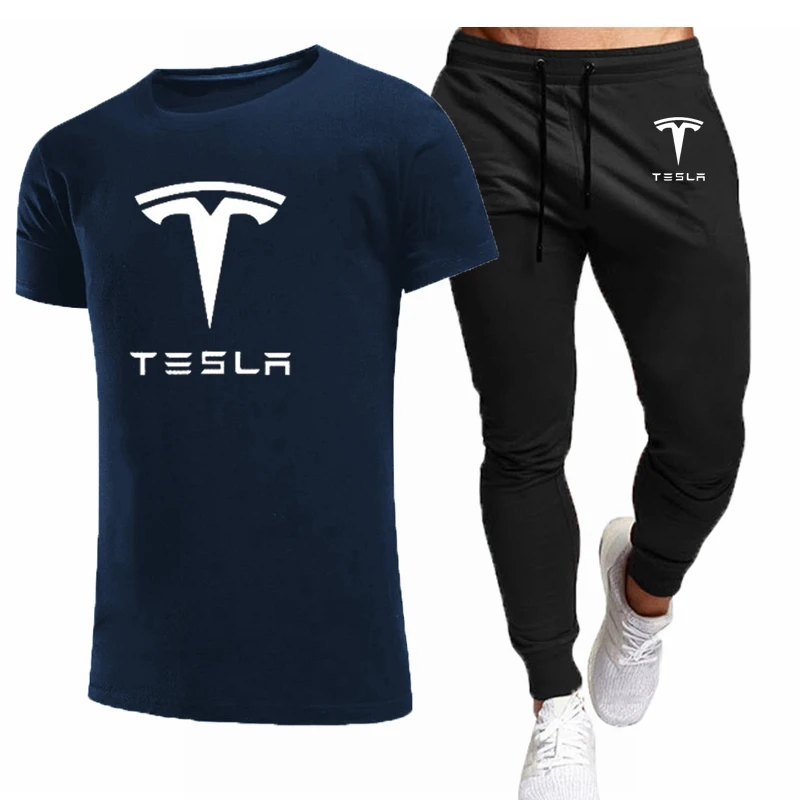 Tesla Summer fashion casual men's track suit beach sportswear sportswear short-sleeved T-shirt 2-piece set + long pants
Tesla Summer fashion casual men's track suit beach sportswear sportswear short-sleeved T-shirt 2-piece set + long pants