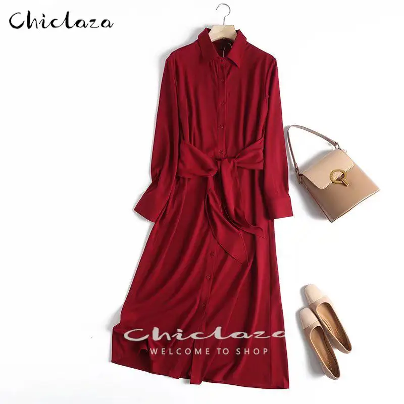 CHICLAZA 2022 Spring Women Fashion High Quality Red Shirt Dress Lady Vintage Long Sleeve Office Midi Dresses
CHICLAZA 2022 Spring Women Fashion High Quality Red Shirt Dress Lady Vintage Long Sleeve Office Midi Dresses