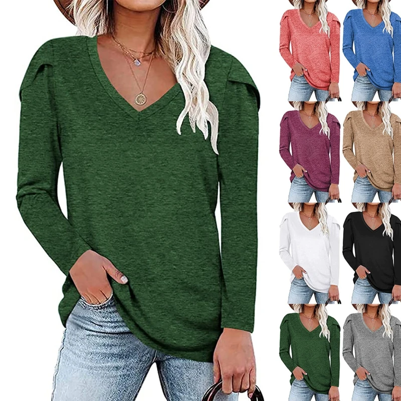 Autumn Sweatshirt Women V Neck Loose Casual Pullover Shirt Petal Long Sleeve Blouse for Female Daily Home Sports Work
Autumn Sweatshirt Women V Neck Loose Casual Pullover Shirt Petal Long Sleeve Blouse for Female Daily Home Sports Work