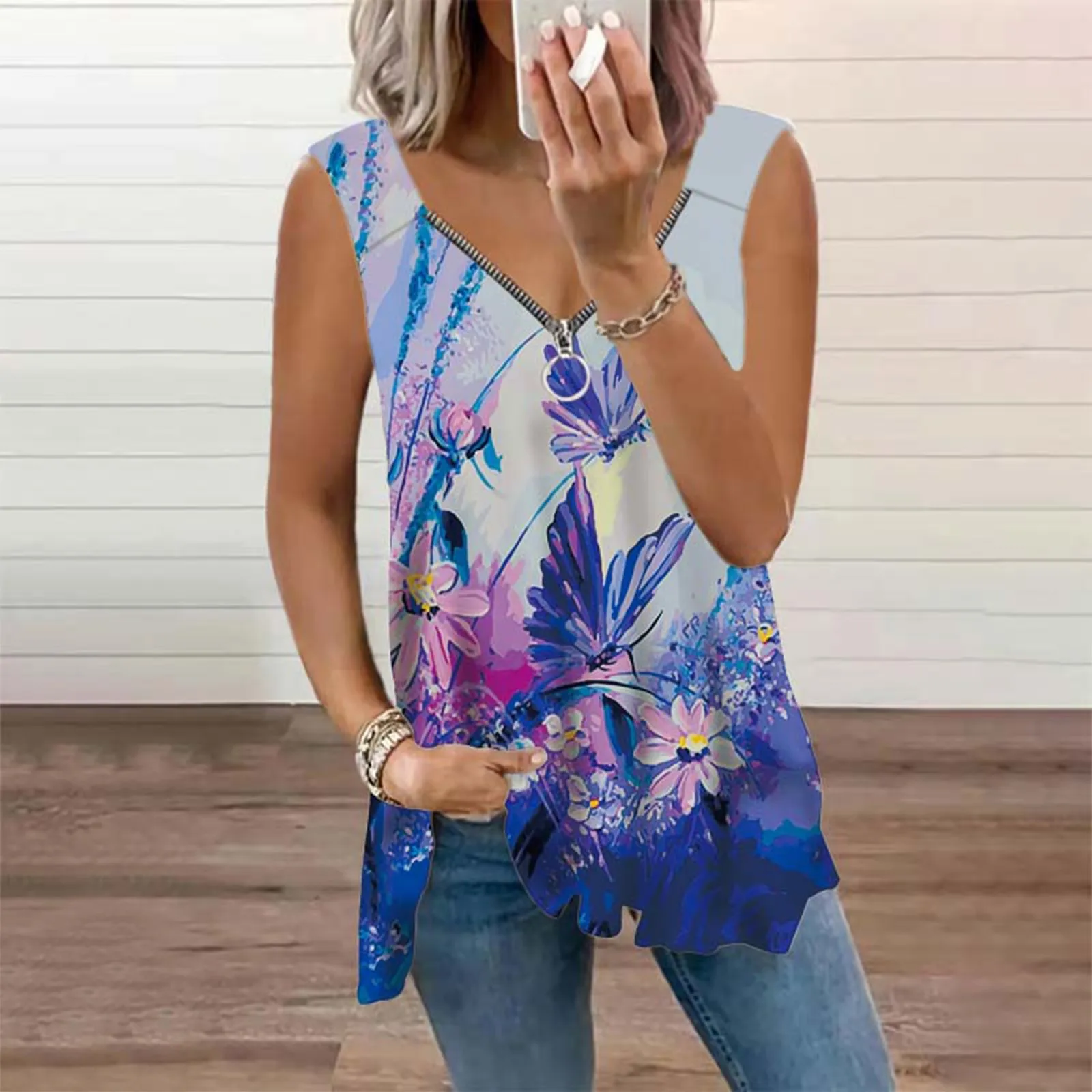 Womens V Neck Sleeveless Top With Zip Tank Top Fashion T Shirt Top Whimsical Tops Women Womens Cotton Workout Tees
Womens V Neck Sleeveless Top With Zip Tank Top Fashion T Shirt Top Whimsical Tops Women Womens Cotton Workout Tees