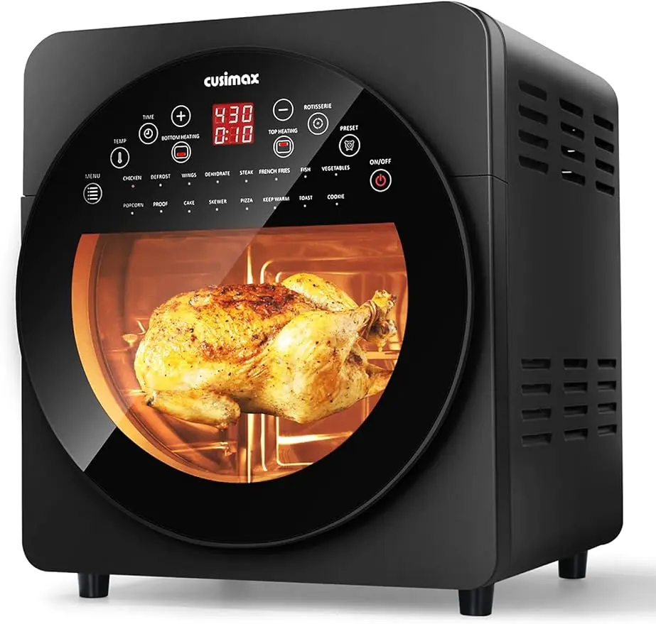 CUSIMAX Air Fryer Toaster Oven, 15.5 Quart , Large Convection Roaster with Rotisserie & Dehydrator, Digital Controls
CUSIMAX Air Fryer Toaster Oven, 15.5 Quart , Large Convection Roaster with Rotisserie & Dehydrator, Digital Controls