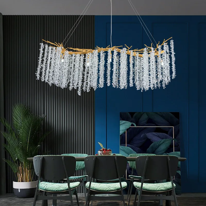 New French Dining Table Chandelier Light Luxury Modern Branch Crystal Pendant Light For Living Room Indoor Home Decor Fixture
New French Dining Table Chandelier Light Luxury Modern Branch Crystal Pendant Light For Living Room Indoor Home Decor Fixture