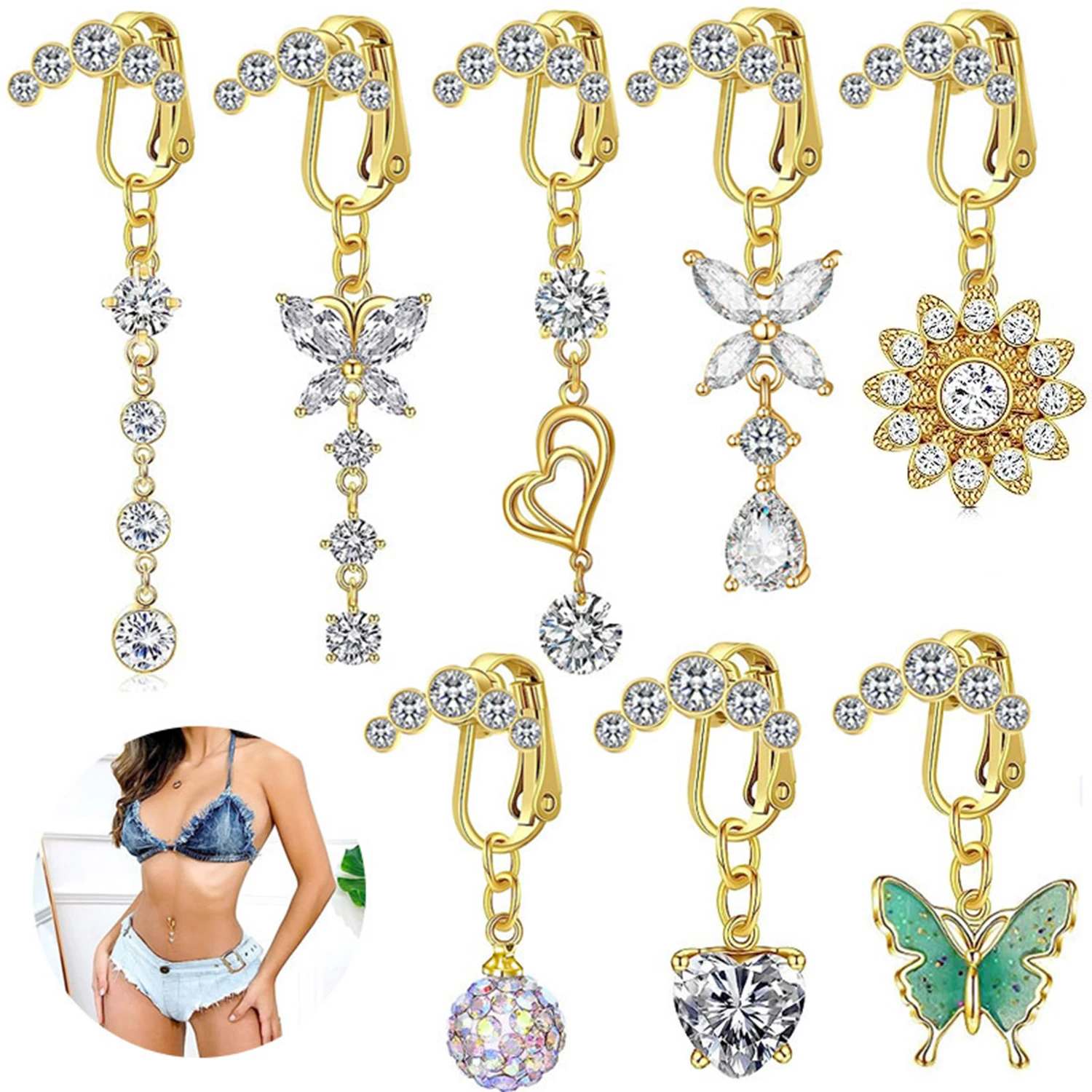 Faux Fake Belly Ring Butterfly Fake Belly Piercing Clip on Umbilical Navel Belly Button Cartilage Clip on Earrings Body Jewelry
Faux Fake Belly Ring Butterfly Fake Belly Piercing Clip on Umbilical Navel Belly Button Cartilage Clip on Earrings Body Jewelry