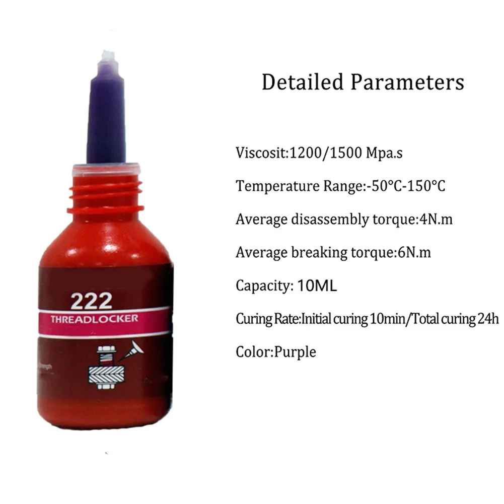 Threadlocker 10ml 222,242,243,263,271,277 Screw Adhesive Anaerobic Glue Anti-loose Seal Thread Lock Locking Seal Glue
Threadlocker 10ml 222,242,243,263,271,277 Screw Adhesive Anaerobic Glue Anti-loose Seal Thread Lock Locking Seal Glue