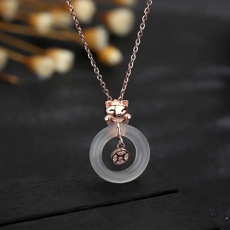 Mini Planet S925 Sterling Silver White Chalcedony Transport Cat Necklace For Women Retro Safety Buckle Necklace Jewelry Gift
Mini Planet S925 Sterling Silver White Chalcedony Transport Cat Necklace For Women Retro Safety Buckle Necklace Jewelry Gift